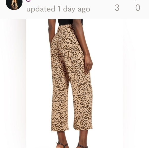 LEITH Nordstrom Animal Print Wide Leg Tie Front Crop High Rise Waist Pants 3X - Picture 2 of 15